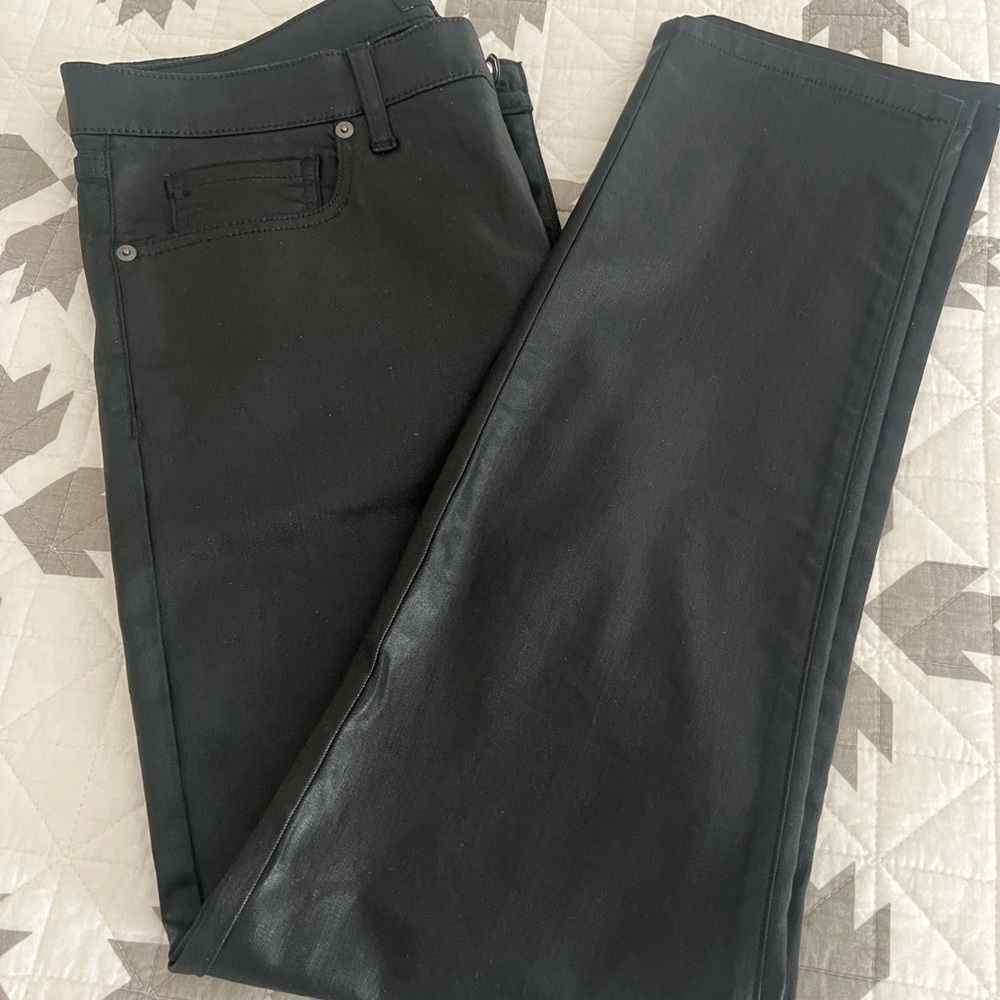 Banana Republic Black Straight Leg Matte Leather Look (they’re denim) - like new